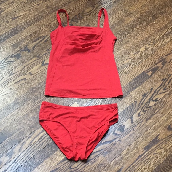 Calvin Klein Red Two Piece Tankini Swim Suit - Picture 1 of 12
